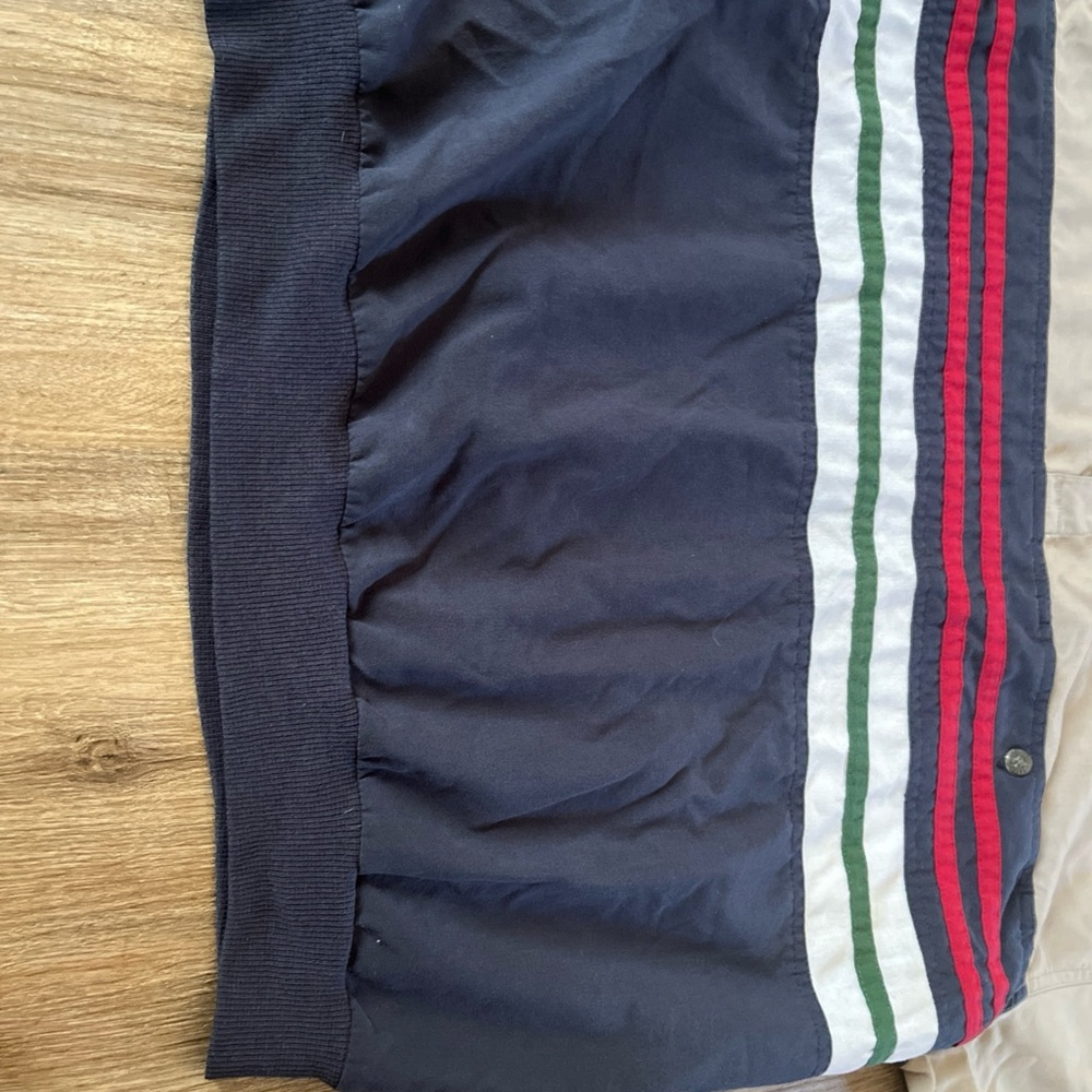 Vtg David Taylor Golf Polo Shirt Mens M Tan/Navy Stripe Banded Waist Pocket Dad - Picture 5 of 8